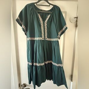 Madewell Green Tiered Flutter Sleeve Sundress